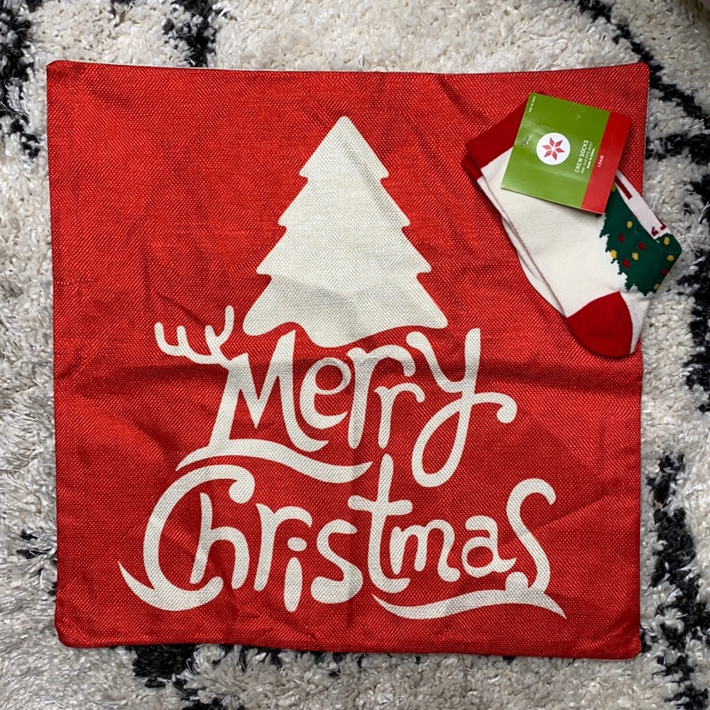 Merry Christmas Canvas Pillow Cover 17.5 X 17.5